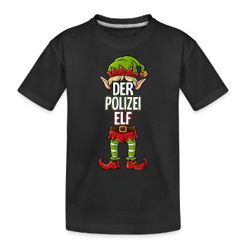 Polizei Elf Partnerlook Weihnachten - Kinder Premium Bio T-Shirt - Schwarz - Vorne