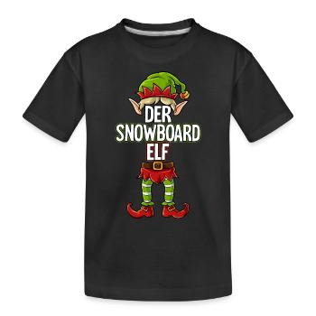Snowboard Elf Partnerlook Weihnachten - Kinder Premium Bio T-Shirt - Schwarz - Vorne