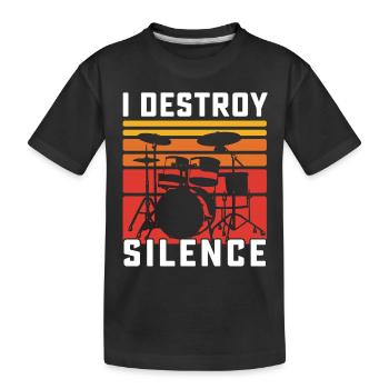 Trommeln und Laute Musik Lustiges Geschenk - Kinder Premium Bio T-Shirt - Schwarz - Vorne
