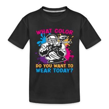 Paintball What Color Do You Shoot Paintball Player - Kids' Premium Organic T-Shirt - black - Front
