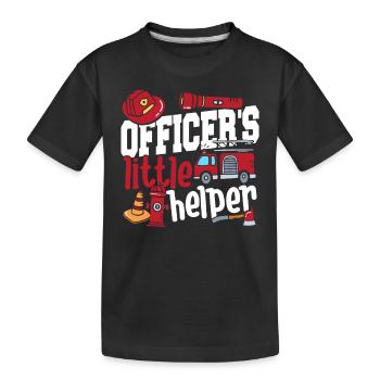 Officer's Little Helper Fire Engine - Kids' Premium Organic T-Shirt - black - Front