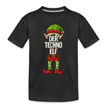 Techno Elf Partnerlook Weihnachten - Kinder Premium Bio T-Shirt - Schwarz - Vorne