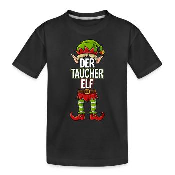 Taucher Elf Partnerlook Weihnachten - Kinder Premium Bio T-Shirt - Schwarz - Vorne