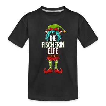 Fischerin Elfe Partnerlook Weihnachten - Kinder Premium Bio T-Shirt - Schwarz - Vorne