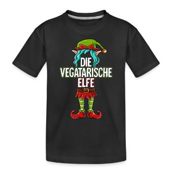 Vegatarische Elfe Partnerlook Weihnachten - Kinder Premium Bio T-Shirt - Schwarz - Vorne