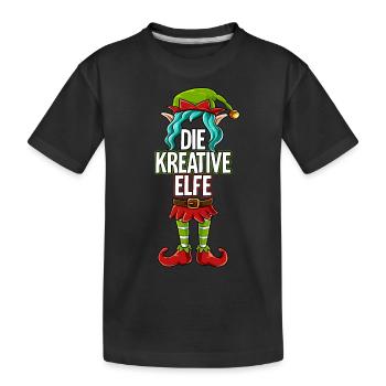 Kreative Elfe Partnerlook Weihnachten - Kinder Premium Bio T-Shirt - Schwarz - Vorne