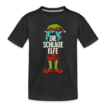 Schlaue Elfe Partnerlook Weihnachten - Kinder Premium Bio T-Shirt - Schwarz - Vorne