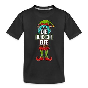 Hübsche Elfe Partnerlook Weihnachten - Kinder Premium Bio T-Shirt - Schwarz - Vorne