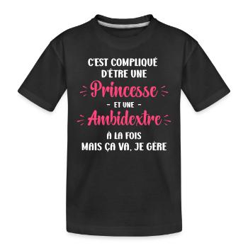 Compliqué princesse et ambidextre - T-shirt bio Premium Enfant - noir - Devant