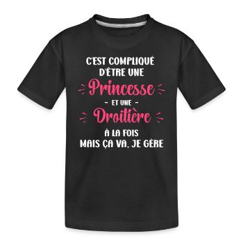 Compliqué princesse et droitière - T-shirt bio Premium Enfant - noir - Devant