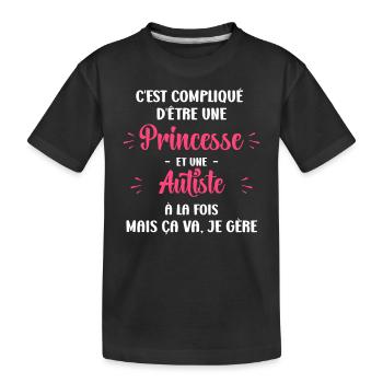 Compliqué princesse et autiste - T-shirt bio Premium Enfant - noir - Devant