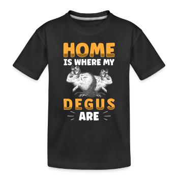 Degu ist mein Zuhause Nagetier Stauchratte - Kinder Premium Bio T-Shirt - Schwarz - Vorne