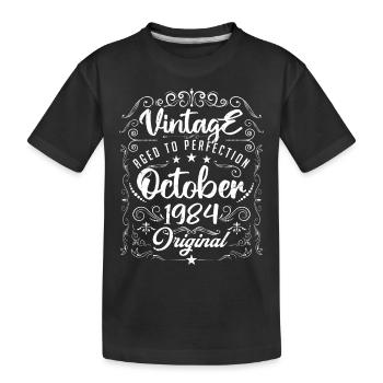 Vintage BORN IN OCTOBER 1984. - Kids' Premium Organic T-Shirt - black - Front