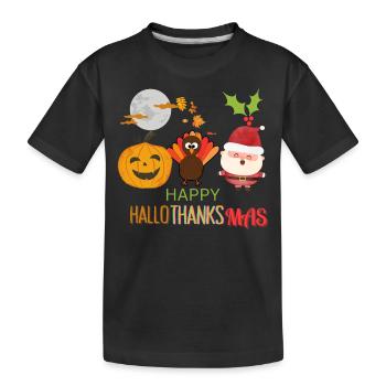 Happy hallo,thanks,mas, happy holidays - Kids' Premium Organic T-Shirt - black - Front