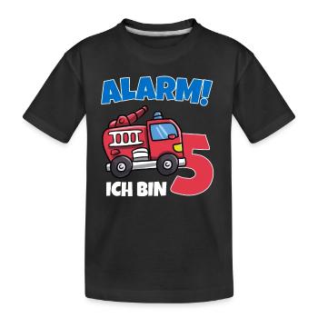 Geburtstagsshirt 5 Jahre Feuerwehr Geschenke - Kinder Premium Bio T-Shirt - Schwarz - Vorne