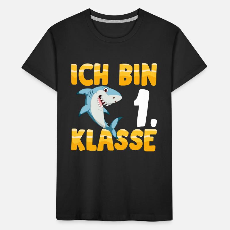 Ich bin 1. Klasse Einschulung Hai Kinder Premium Bio T-Shirt