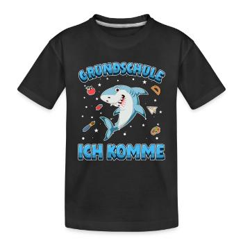 Grundschule ich komme Einschulung Hai - Kinder Premium Bio T-Shirt - Schwarz - Vorne