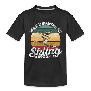 Schule ist wichtig, aber Skifahren ist wichtiger - Kinder Premium Bio T-Shirt - Schwarz - Vorne