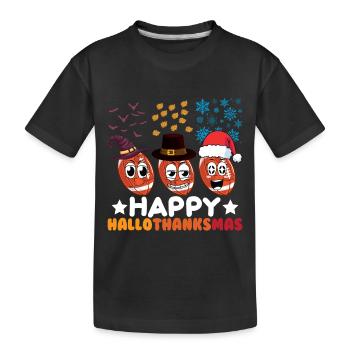 Happy Hello Thanksmas Halloween Thanksgiving Xmas - Kids' Premium Organic T-Shirt - black - Front