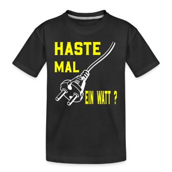 Energie sparen Energiekrise Energie betteln lustig - Kinder Premium Bio T-Shirt - Schwarz - Vorne