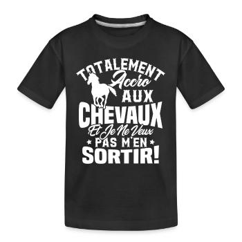 Totalement accro aux chevaux - T-shirt bio Premium Enfant - noir - Devant