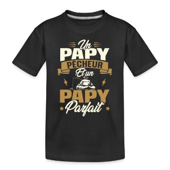 Un papy pêcheur est un papy parfait - T-shirt bio Premium Enfant - noir - Devant