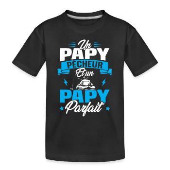 Un papy pêcheur est un papy parfait - T-shirt bio Premium Enfant - noir - Devant