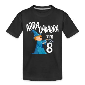 Eight 8yr 8th Wizard Birthday Boy 8 Years Old Gift - Kids' Premium Organic T-Shirt - black - Front