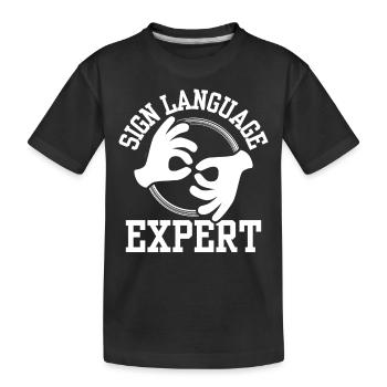 Gebärdensprache Experte Gebärden Awareness Gestik - Kinder Premium Bio T-Shirt - Schwarz - Vorne