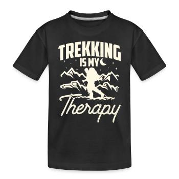 Trekking Ist Meine Therapie Wandern Wanderer - Kinder Premium Bio T-Shirt - Schwarz - Vorne
