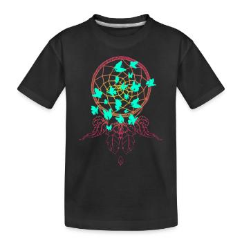 Butterflies in the dream catcher - Kids' Premium Organic T-Shirt - black - Front