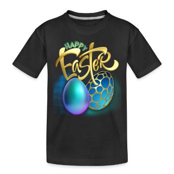 Joyeuse-Pâques Calligraphie Joyeuses Pâques 3d Oeufs de Pâques - T-shirt bio Premium Enfant - noir - Devant