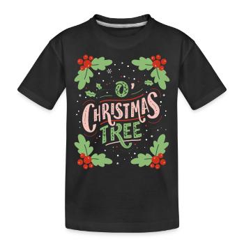 Christmas tree, Christmas typography saying - Kids' Premium Organic T-Shirt - black - Front