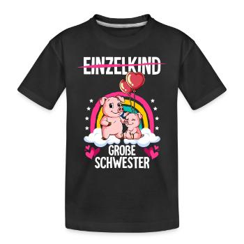 Ich werde Große Schwester Schweine - Kinder Premium Bio T-Shirt - Schwarz - Vorne
