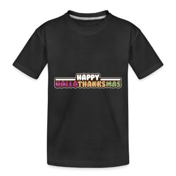 Happy Hello Thanksmas Halloween Thanksgiving Xmas - Kids' Premium Organic T-Shirt - black - Front