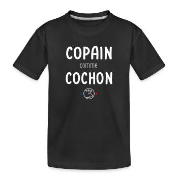 Copain comme cochon - fan de ski et de montagne - T-shirt bio Premium Enfant - noir - Devant