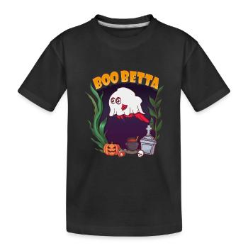 Boo Betta - Kampffisch Betta Splendens Halloween - Kinder Premium Bio T-Shirt - Schwarz - Vorne