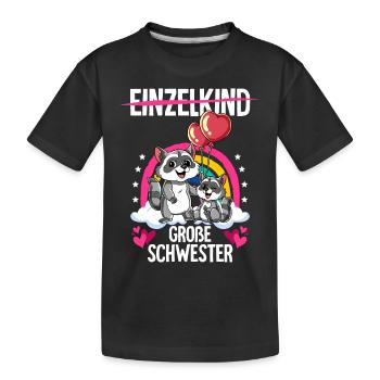 Ich werde Große Schwester Waschbär - Kinder Premium Bio T-Shirt - Schwarz - Vorne