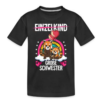 Ich werde Große Schwester Roter Panda - Kinder Premium Bio T-Shirt - Schwarz - Vorne