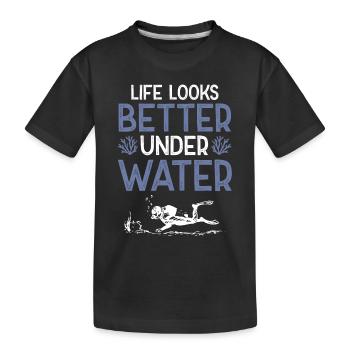 Diving underwater - Kids' Premium Organic T-Shirt - black - Front