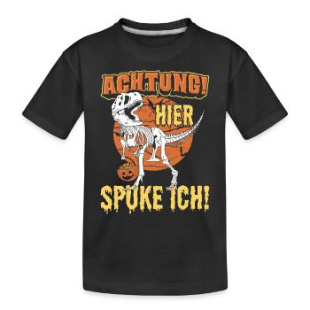 Halloween Kostüm | Skelett Dino Horror-Kostüm - Kinder Premium Bio T-Shirt - Schwarz - Vorne