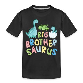Großer Bruder Saurus Geschwister Herbivore - Kinder Premium Bio T-Shirt - Schwarz - Vorne