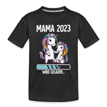 Werdende Mama 2023 - Kinder Premium Bio T-Shirt - Schwarz - Vorne