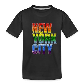 Regenbogen New York City LGBT - Kinder Premium Bio T-Shirt - Schwarz - Vorne