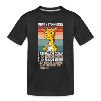 Meine 4 Stimmungen Kaffee Giraffe - Kinder Premium Bio T-Shirt - Schwarz - Vorne