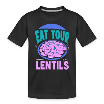 Iss Deine Linsen Linse Linsensuppe Essen - Kinder Premium Bio T-Shirt - Schwarz - Vorne