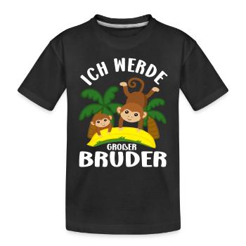 Ich Werde Großer Bruder Affen Geschwisterkind - Kinder Premium Bio T-Shirt - Schwarz - Vorne