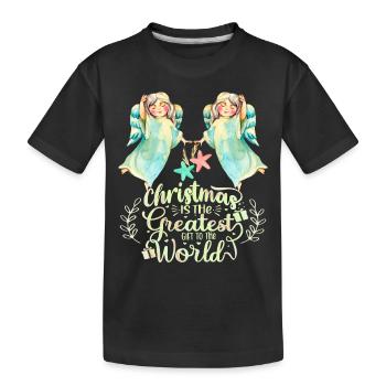 Ange, Aquarelle d’ange, Dicton de Noël - T-shirt bio Premium Enfant - noir - Devant