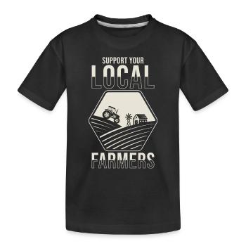 Soutenez vos agriculteurs locaux - T-shirt bio Premium Enfant - noir - Devant