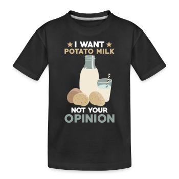 Kartoffel Milch Spruch Vegane Milch - Kinder Premium Bio T-Shirt - Schwarz - Vorne